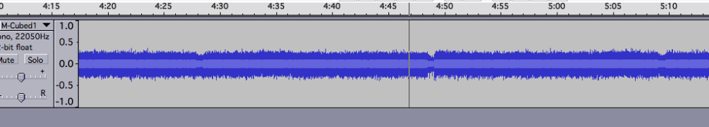 Sample sound waves in Audacity.